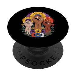 Feminista Flor Puño Levantado Justicia Social Movimiento Igualdad PopSockets PopGrip Adhesivo