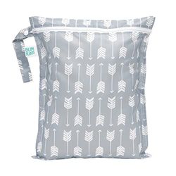 Bumkins Wetbag, wasbaar, herbruikbaar voor reizen, strand, zwembad, kinderwagen, luiers, vuile gymkleding, natte badpakken, toiletartikelen, 30 x 35 cm, Grijs Pijl