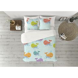 Pierre Cardin Beddengoedset, walvissen in wit, voor bedden van 90 cm breed, 3-delig