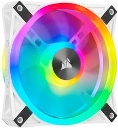 Corsair iCUE QL120 RGB, Ventilateur LED RGB PWM 120 mm (34 LED RGB Paramétrables Individuellement, Allant Jusqu’à 1 500 TR/Min, Faible Bruit) Simple Pack - Blanc