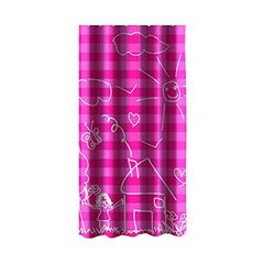 MSV 140792 - Tenda per Doccia, in Poliestere/plastica/Polipropilene, 180 x 200 x 0,1 cm, 12 Anelli Inclusi, Colore: Rosa Vichy