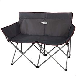 Aktive 52882 - Sedia pieghevole doppia | Dimensioni 107x63x88cm | Capacità 2 persone - peso massimo 110 kg per persona | Struttura in acciaio | Seggiolone :47 cm