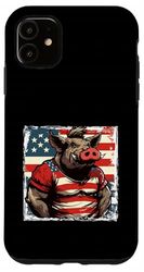 American Wild Boar Mascot USA Flag Case for iPhone 11