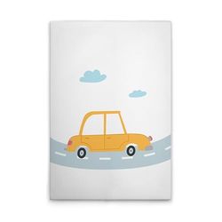 A.S. Création DD132499 Impression sur toile pour chambre d'enfant Motif voitures Blanc/jaune 80 x 120 cm