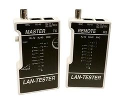 Comprobador de cables para ordenador y teléfono, verifica conexión y continuidad, ideal para diagnóstico y mantenimiento de redes.