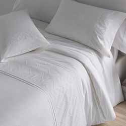 Burrito Blanco Parure de lit en Coton brodée pour lit de 135 cm (+ Dimensions Disponibles) en Coton Percale 200 Fils Couleur 400 Blanc (135 x 190/200 cm)