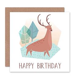Kartka z życzeniami 'Happy Birthday' z kreskówki jeleń jeleń pozdrowienia