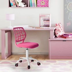 FurnitureR Silla ergonómica Ajustable giratoria de Altura para Ordenador Ejecutivo para casa, Oficina, Estudio, Rosa, ‎plástico, 38 cm x 39 cm x 75 – 85 cm