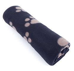 Petface Archie's - Coperta in pile con motivo zampe, colore: Nero