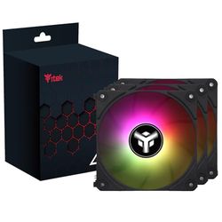 Itek Kit 3x Ventola per case UW12 Black - 12cm, ARGB Sync 5V 3pin, 4pin PWM, Senza fili