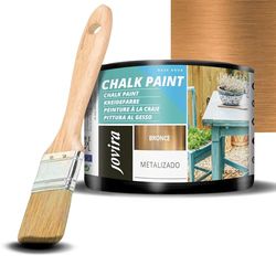 JOVIRA PINTURAS Chalk Paint - Vernice gessata all'acqua opaca + Pennello speciale per legno. Rinnovate i vostri mobili con creatività. (375 Millilitri, Bronzo + Pennello)