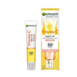 Garnier Vitamin C Daily UV Brightening Fluid Sheer Glow, SPF50+, Prevents + Corrects Sun Damages + Evens Skin tone, Face & Neck, For all skin types, Cruelty-Free, Vegan, 50ml