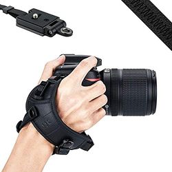 JJC DSLR Camera Handriem met Arca Swiss Type Plaat voor Can. EOS 6D 5D 7D 2000D 90D 80D Powershot SX70 Rebel T8i T7i Nik. D750 D780 D850 D7500 D7200 D5600 Coolpix P1000 (ZWART)
