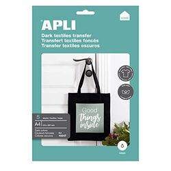 Apli 10247 Confezione 5 Fogli Carta di Trasferimento Termica Inkjet