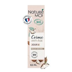 Naturé Moi - Crème hydratante visage jour Anti-Âge - À l'Aloe Vera Bio, au beurre de Karité et à l'huile d'Argan Bio - Peaux sèches - 99% d'Origine Naturelle - 50 ml - Fabriqué en France