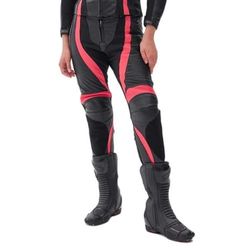 REBELHORN Rebel Motorbroek voor dames, leer, knie- en heupbeschermers, verwisselbare kniebeschermers, geperforeerde inzetstukken, maten tot 46, Roze/Zwart, 34