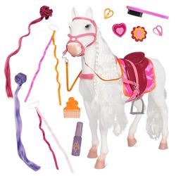 Our Generation Speelgoedpaard, haarstyling-accessoires, 46 cm poppen, rollenspel, speelgoed voor kinderen vanaf 3 jaar, Camarillo paard om te kappen