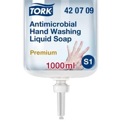 Tork Antimicrobial Hand Soap Liquid S1, Dermatologically Tested, 1 x 1000ml, 420709