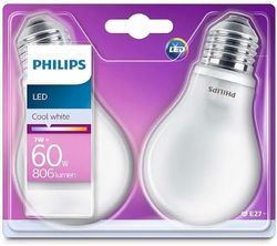 Philips LED Lampadina Goccia, 2 pz, 7W, Attacco E27, Luce Bianca Fredda, Non Dimmerabile