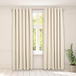 OHS Woven Texture Blackout Beige Curtains for Living Room Bedroom, Blackout Curtains Decorative Summer Winter Curtains Soft Modern Insulated Curtain Set, 46x72”