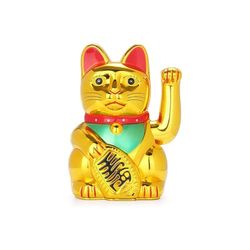 Avilia Chiński kot z polaru szczęścia - japoński kot szczęścia Maneki-Neko do domu i restauracji, ABS, 20 x 15 cm, złoty