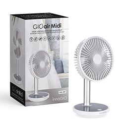 InnoGIO GIOair Midi, ventilador de mesa USB con retroiluminación LED, 4 modos, ajuste de altura e inclinación, ideal para escritorio, carga con cable USB-C