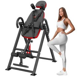 VEVOR Inversietafel, inversiebank, draagvermogen 136 kg, inklapbare rugtrainer voor fysieke krachttraining met hoofdsteun, enkelvergrendeling, veiligheidsgordel