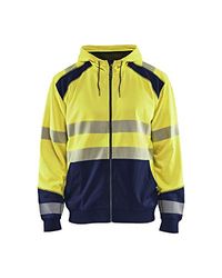 High Vis sweater met capuchon, geel/marineblauw, Small, geel/marineblauw.