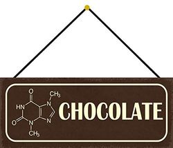Schatzmix Blechschild Spruch Chocolate Metallschild 27x10 Deko Tin Sign mit Kordel Señal metálica, hojalata, Multicolor, 27x10 cm