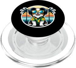 Dueño de perro Papillion Summer Vibes Vacaciones Tropical Holiday PopSockets PopGrip para MagSafe