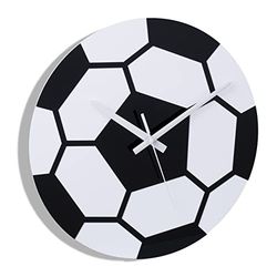 Relaxdays Wall Clock, Football Decor, Battery Powered, Office, Analogue, Second Hand, Room, Diameter 30cm, Black/White, 30 x 4 cm