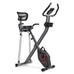 Sunny Health & Fitness Opvouwbare magnetische stationaire oefening X-Bike Pro, 300 lbs capaciteit, lage impact, 14 niveaus weerstand, ergonomische ondersteuning, SunnyFit® App Verbeterde