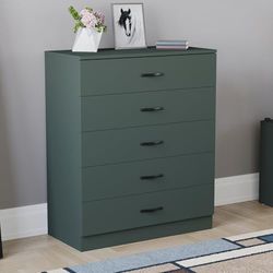 Vida Designs Riano Commode à 5 tiroirs avec poignées et glissières en métal, Support de tiroir Anti-affaissement Unique, Meuble de Chambre à Coucher Vert Jasper