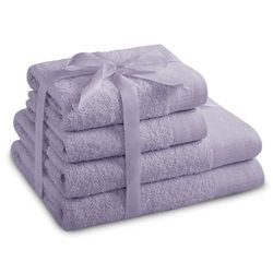 AmeliaHome Set di asciugamani viola 2 asciugamani 50 x 100 cm e 2 teli doccia 70 x 140 cm 100% cotone qualità assorbente Viola Amari