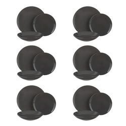 18-Piece Dark Grey Terracotta Plates Style
