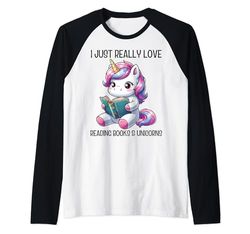 Libro Lettura libro nerd unicorno lettura unicorno Bookworm Maglia con Maniche Raglan