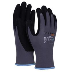 DONAU SAFETY Flex handskar arbetshandskar/storlek 09/L, 1 par/grå/svart/mekaniker monteringshandskar/nitril belagd lätt oljebeständig, nylon skyddshandskar för arbete bil lager