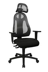 Topstar Free Art ergonomiczne krzesło biurowe, krzesło biurowe, w zestawie podłokietniki o regulowanej wysokości i zagłówek, materiał, ciemnoszary/czarny, 61 x 65 x 143 cm