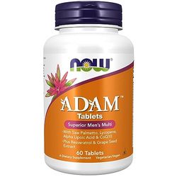 Now Foods, ADAM, Multivitamínico para Hombres, 60 Tabletas veganas, Testado en Laboratorio, Sin Gluten, Vegetariano, No-GMO