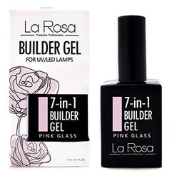 La Rosa 7-en-1 BUILDER GEL dans une bouteille - Gel UV - NUDE pour la conception des ongles et le nail art, constructeur d'extensions faciles à utiliser, gel couvrant - verre rose - 15 ml