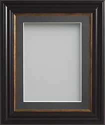 Frame Company Emson Black Picture Photo Frame with Grey Mount - 10x8 for pic size 7x5 *Choice of Sizes* Fitted with Real Glass