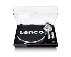Lenco LBT-188 Tocadiscos Bluetooth - suporta saídas RCA e USB - 2 velocidades 33 RPM e 45 RPM - pré-amplificador - capa de MDF - transmissão por correia - nogueira