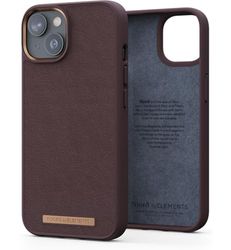 Njord Collections iPhone 14 Plus hoesje - Telefoonhoesje van Hoogwaardig Leer - Gereycled / Duurzaam materiaal - 2 Meter valbescherming - Geschikt voor Magsafe / Draadloos laden - Bruin