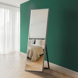 MirrorOutlet The Artus - Silver Modern Aluminium Edged Cheval Mirror 67" X 23" 170cm X 58cm Silver Mirror Glass