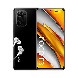 POCO F3 5G Smartphone utan kontrakt + hörlurar (16,94 cm (6,67 tum) AMOLED-skärm 120 Hz, 6 GB 128 GB minne, 48 MP fyr-bakkamera, 20 MP frontkamera, dubbla SIM, Android 11) svart – [exklusivt för