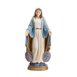 DRW Figura Virgen Milagrosa con medallas de Resina Pintada a Mano 30 cm
