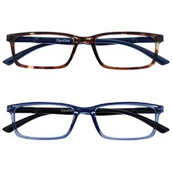 Opulize See 2 Pack Blue Light Blocking Reading Glasses Brown Blue Computer Gaming Anti Glare Mens Womens BB9-23 +3.00