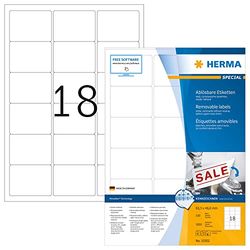 HERMA 10302 - Etiquetas universales DIN A4 (14 unidades, 63,5 x 46,6 mm, 1400 hojas, mate), autoadhesivas, imprimibles, extraíbles, etiquetas adhesivas 25200, color blanco