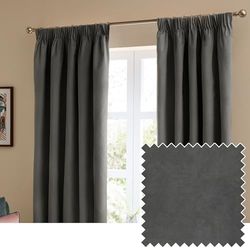furn. The Ultimate Velvet oscuranti a pieghe a matita coppia di tende – Tende in velluto opaco termico morbide ed eleganti che bloccano la luce (antracite - 229x229cm)
