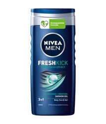 NIVEA MEN Cool Kick Fresh Effect Doccia shampoo in confezione da 6 x 250 ml, Bagnoschiuma uomo per corpo, viso e capelli, Shampoo uomo al profumo di Mentolo